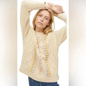 NWT Michael Stars Grace Pullover Sweater Chalk Combo Size XS